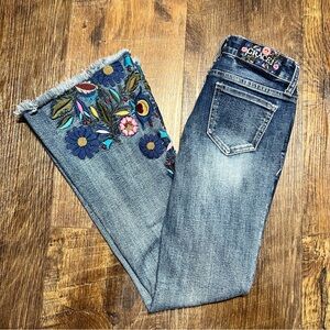 Grace in LA Girl’s Size 12 Floral Embroidered Boho Flare Jeans